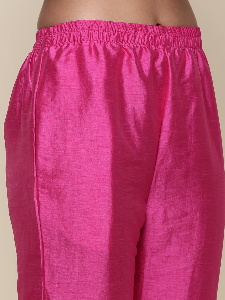 Pink Tissue Suit Embroidered three piece set