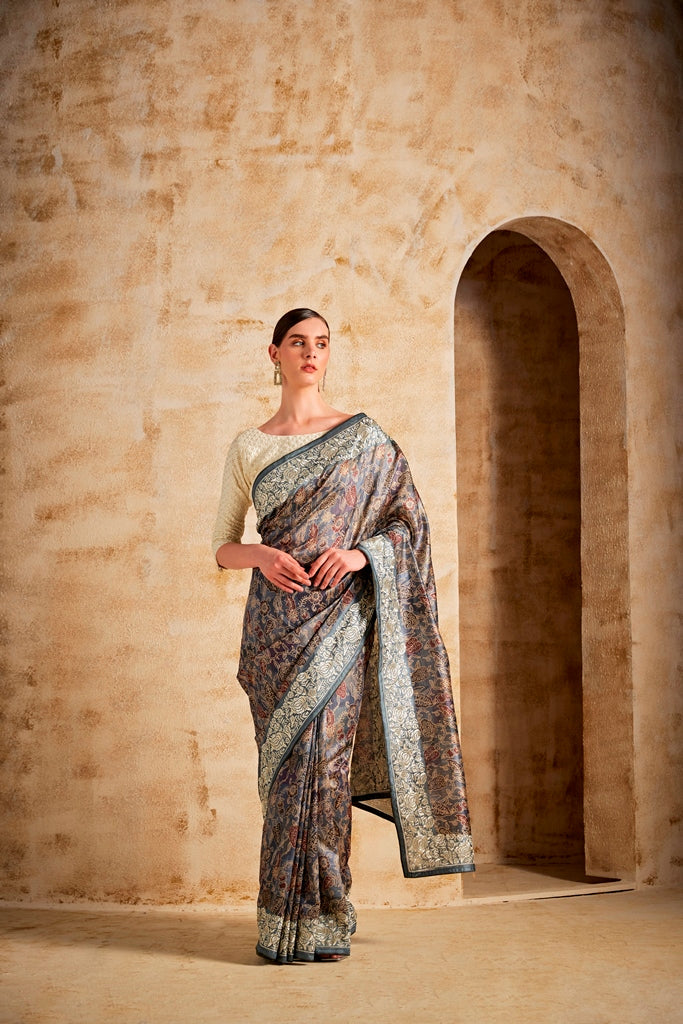 Neerus Printed silk saree - front view