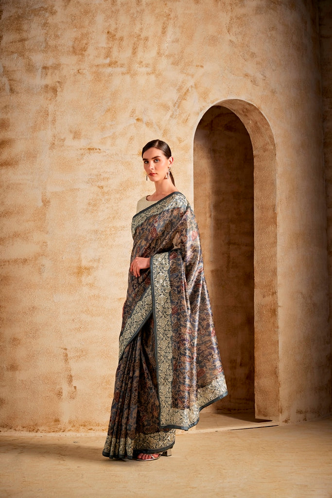 Neerus Printed silk saree - side view