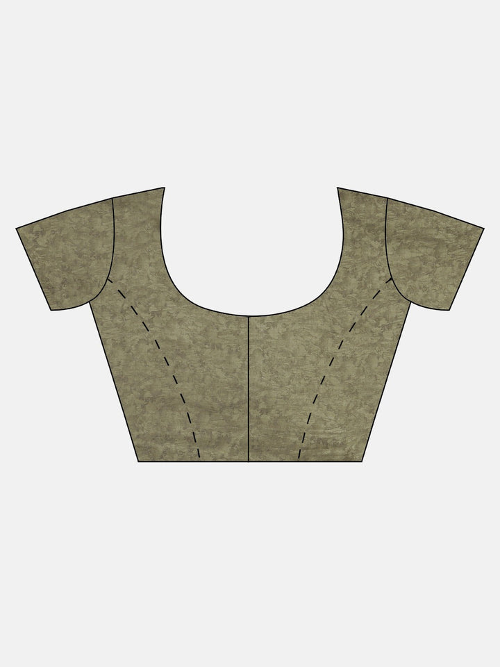 Neerus Grey printed saree with blouse piece - detail view 2
