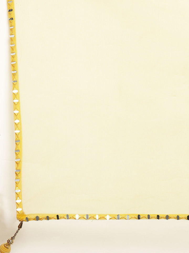 Neerus Yellow net embellished lehenga set - detail view 1