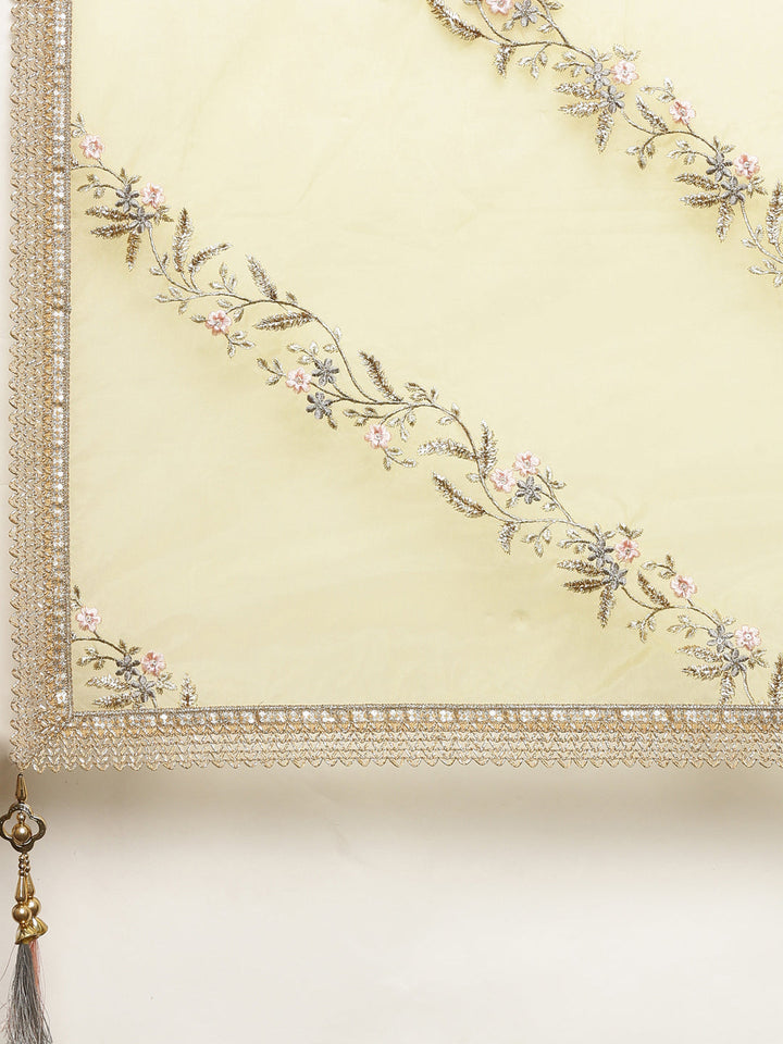 Neerus Yellow silk embellished lehenga set - detail view 5