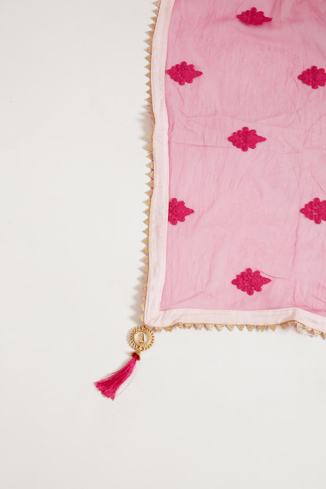 Neerus Pink organza embellished lehenga set - detail view 4