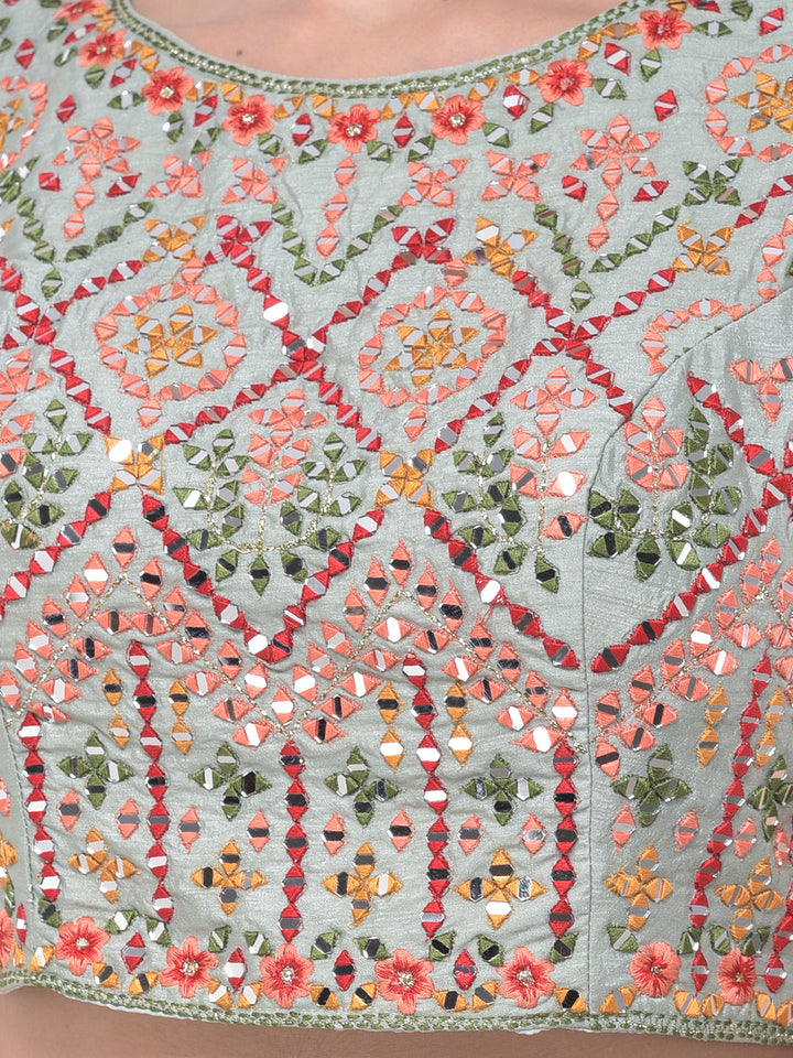 Neerus Green Georgette Embellished Lehenga Set - detail view 2