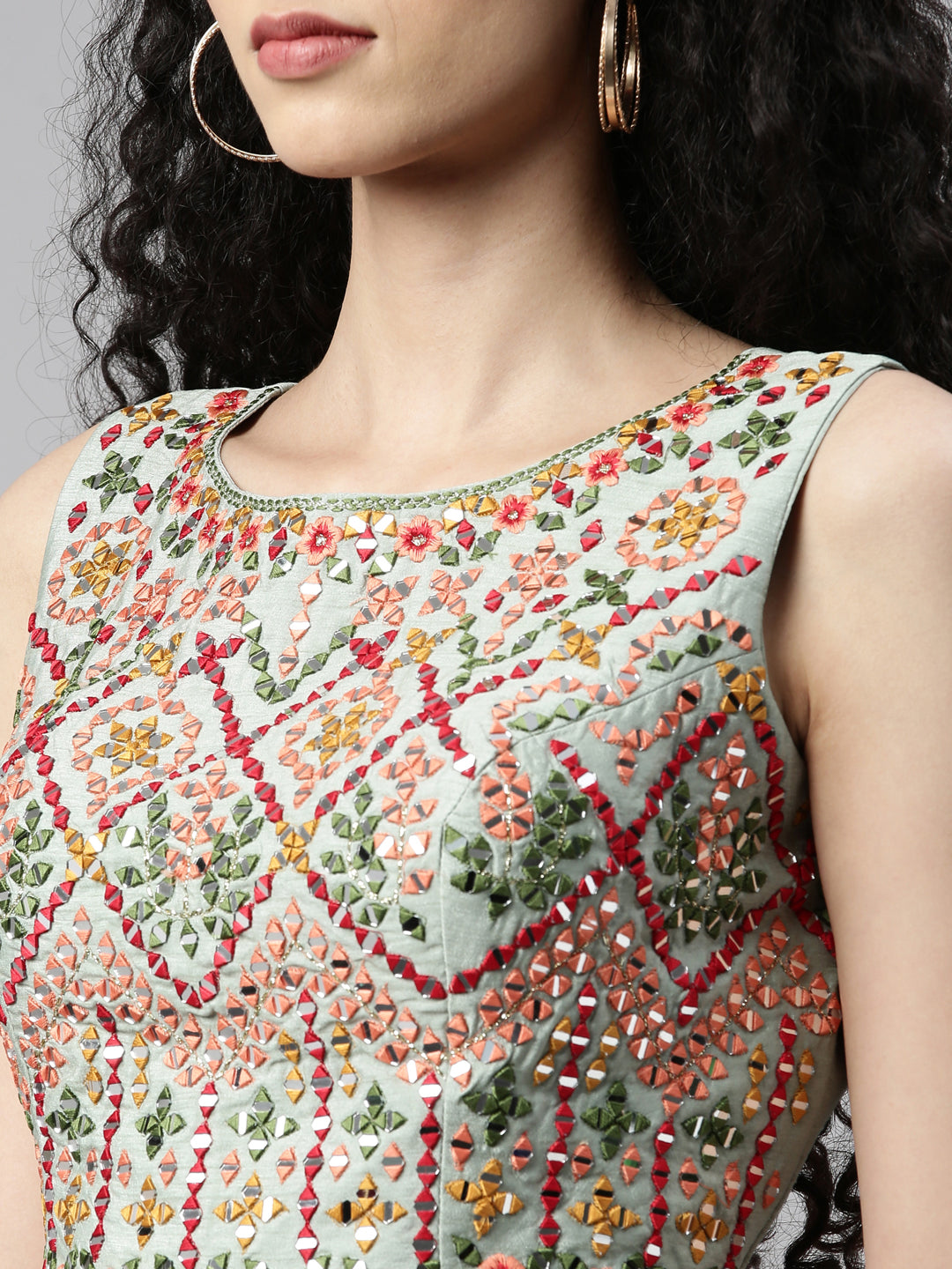 Neerus Multi georgette printed lehenga choli - detail view 11