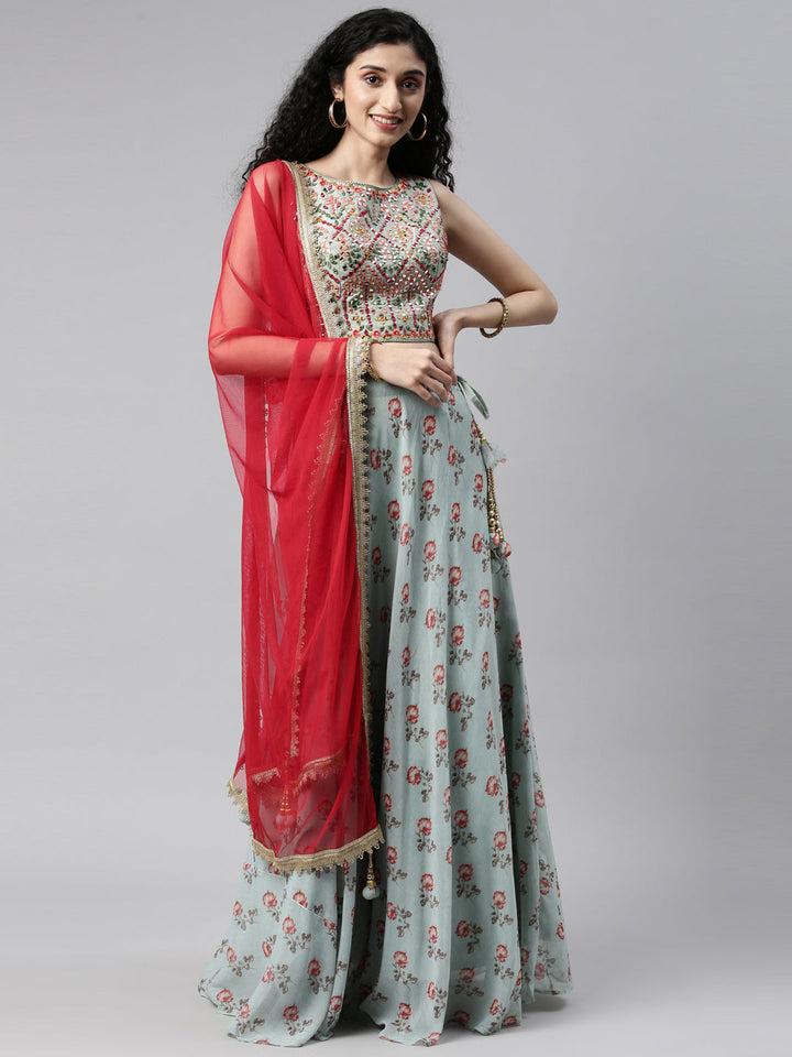 Neerus Multi georgette printed lehenga choli - detail view 20