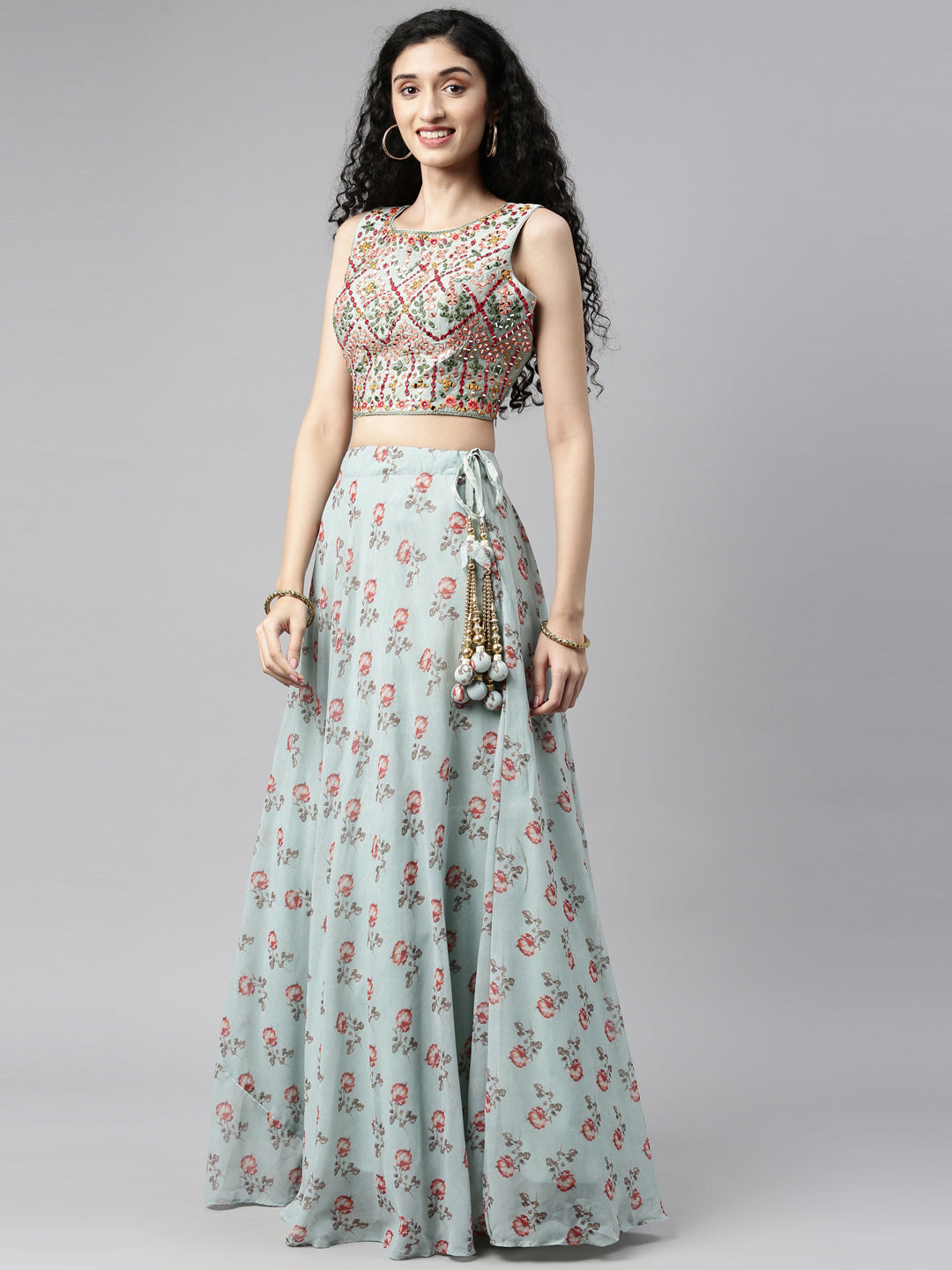 Neerus Multi georgette printed lehenga choli - detail view 15