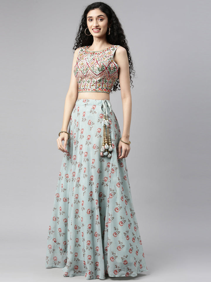 Neerus Multi georgette printed lehenga choli - detail view 15