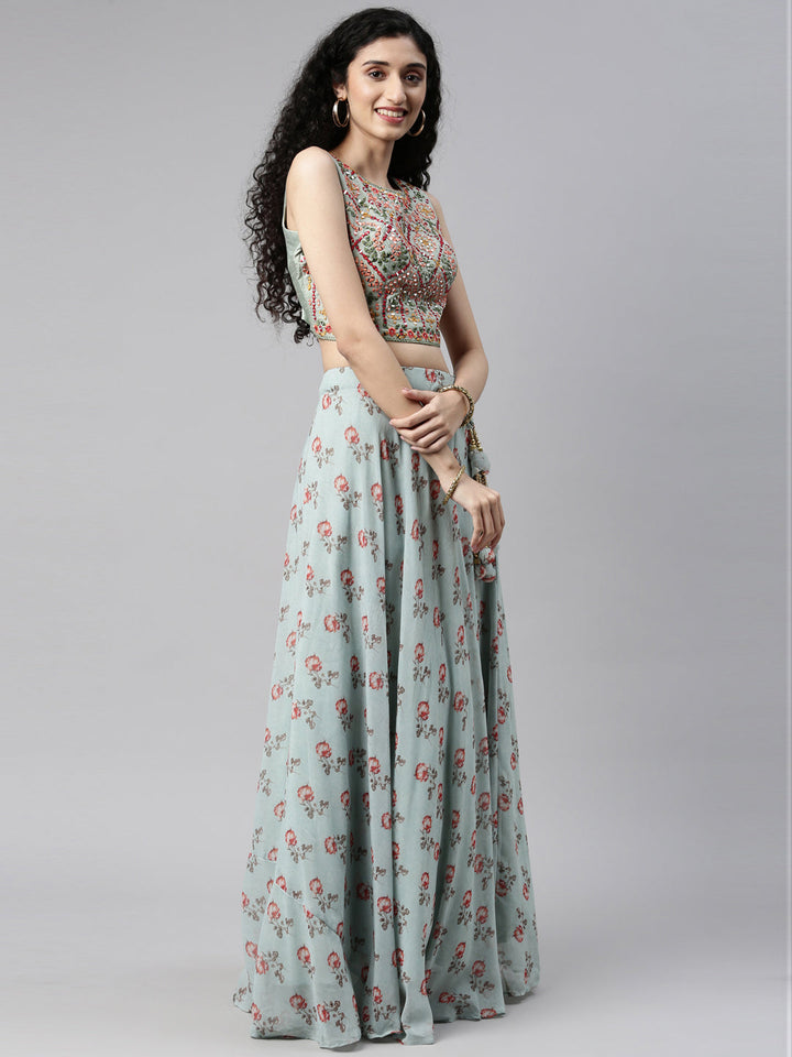 Neerus Printed Color Georgette Fabric Lehenga Choli
