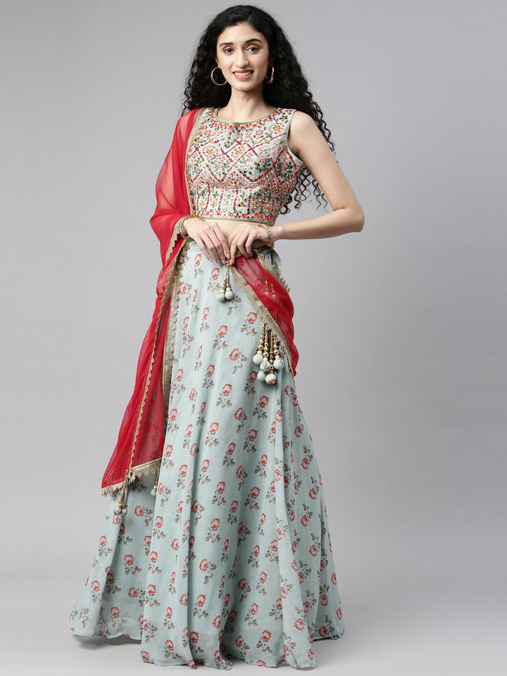Neerus Multi georgette printed lehenga choli - detail view 18