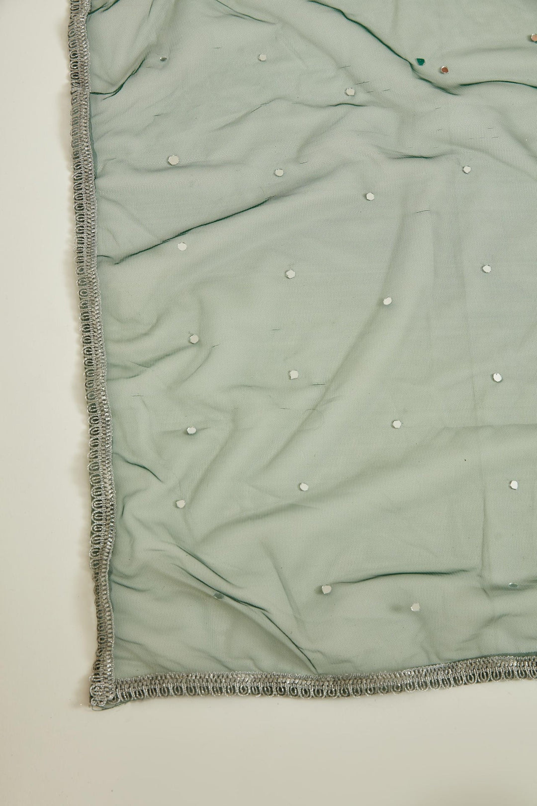 Neerus Green georgette mirror work gown with jacket - detail view 3