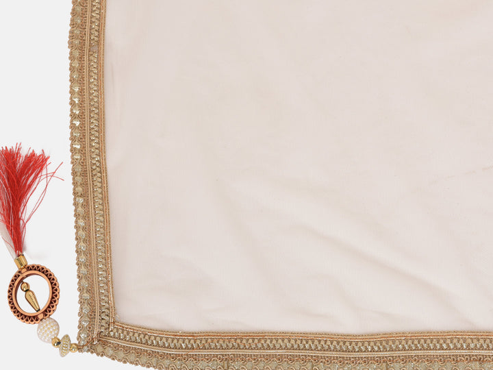 Neerus Beige georgette solid co-ord set kurta skirt - detail view 1