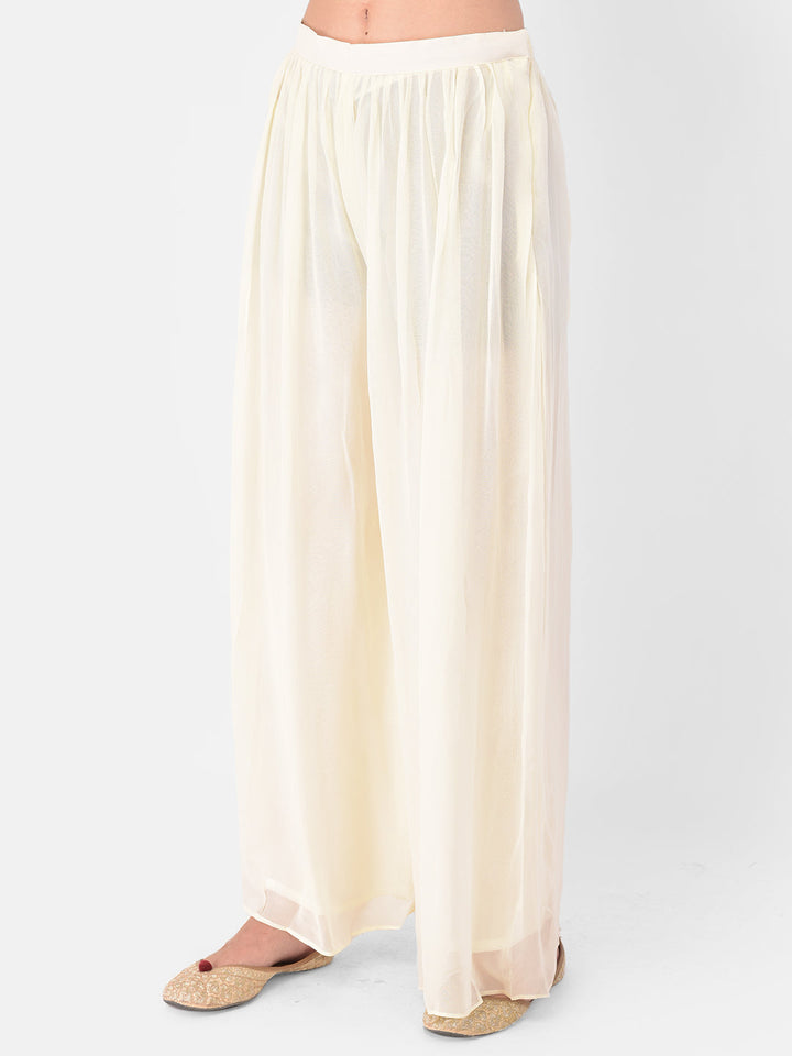 Neerus Beige georgette solid co-ord set kurta skirt - detail view 2