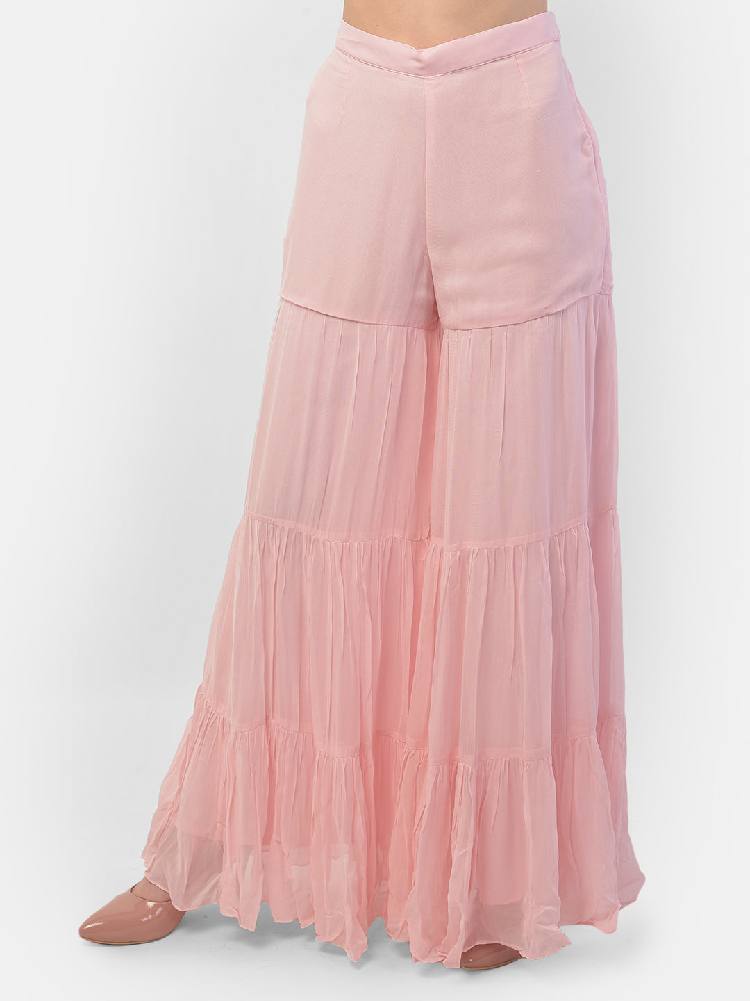Neerus Pink georgette anarkali suit set - detail view 1