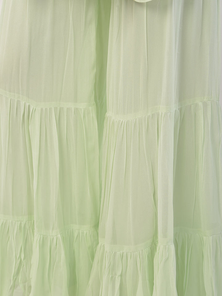 Neerus Green georgette embroidered anarkali suit set - detail view 5