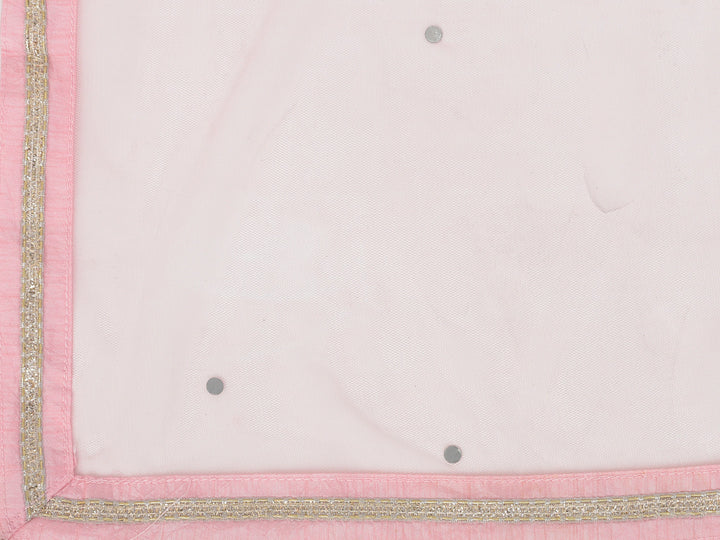 Neerus Pink georgette mirror work anarkali kurta set - detail view 3