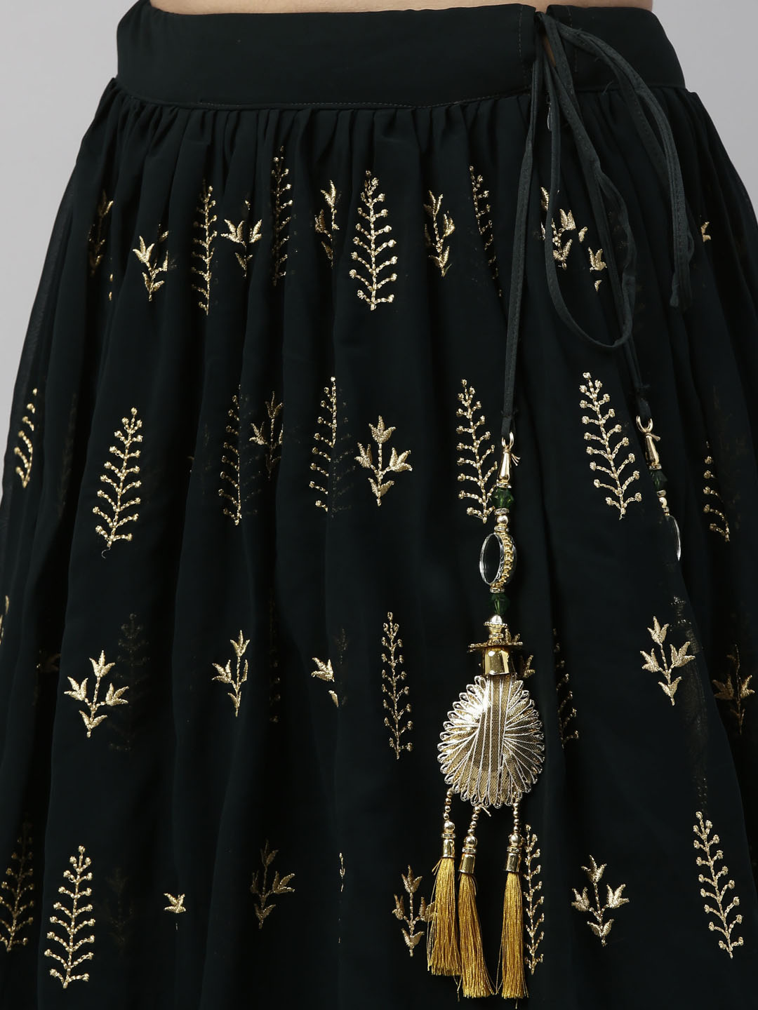 Neerus Green georgette embellished lehenga set - detail view 6