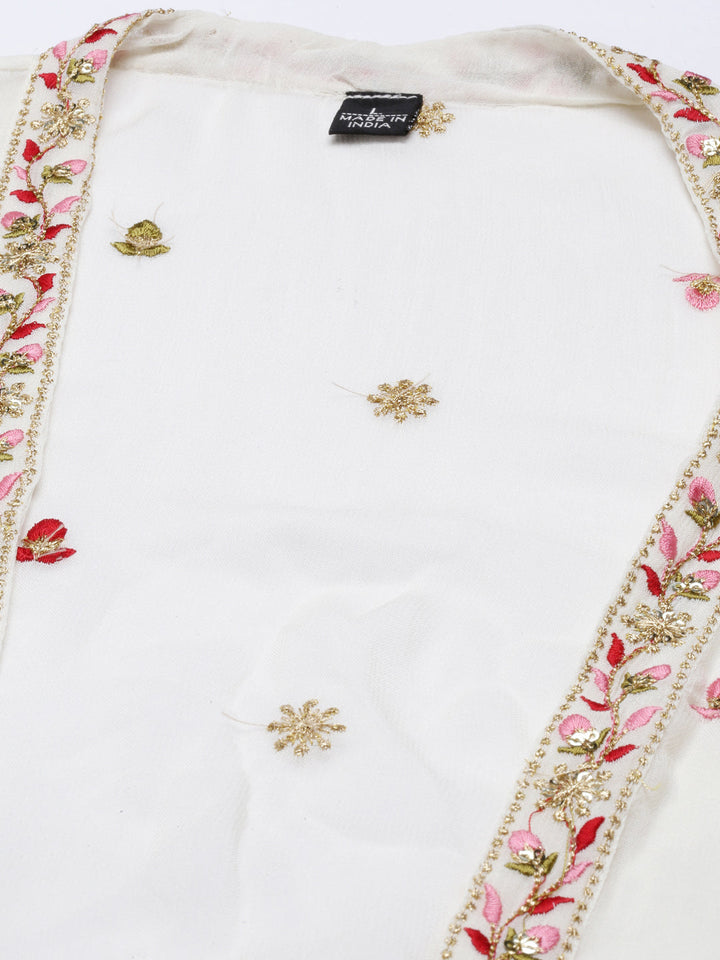 Neerus Beige georgette embroidered co-ord set - side view