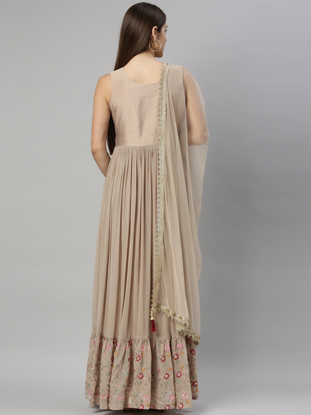 Neerus Beige georgette anarkali suit - detail view 2