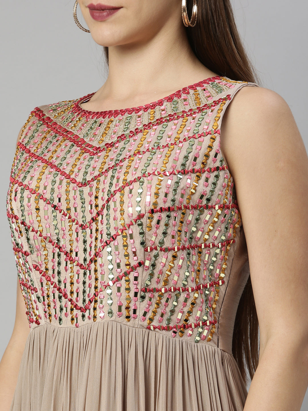 Neerus Beige georgette anarkali suit - detail view 5