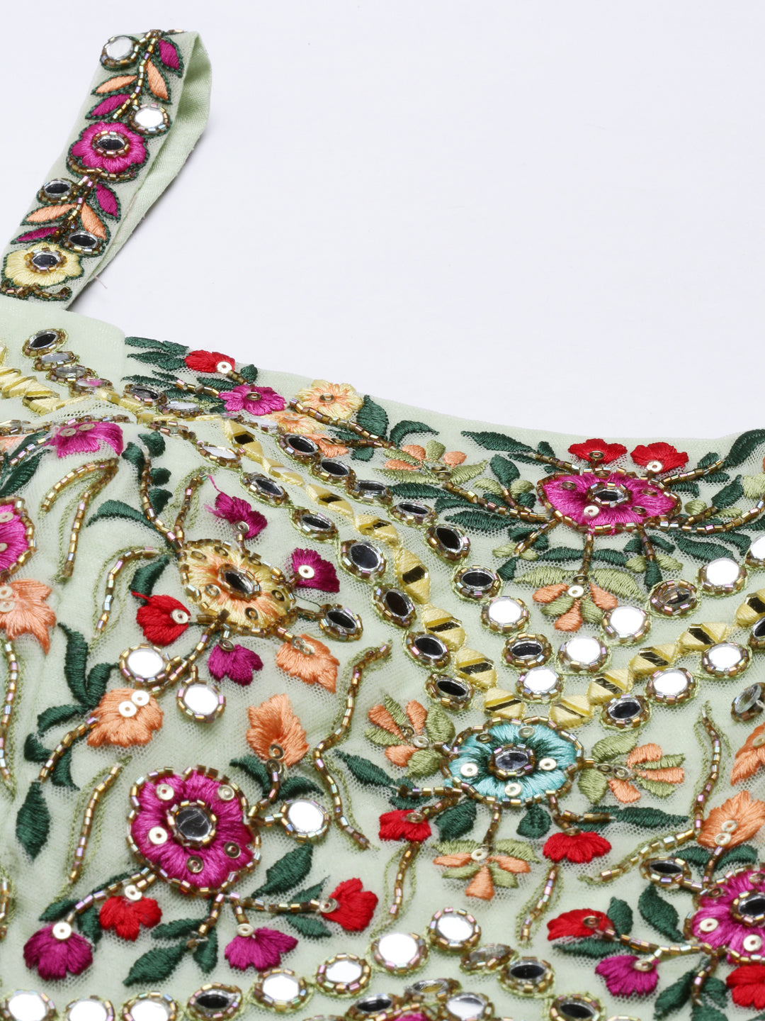 Neerus Green georgette embroidered anarkali suit - detail view 6