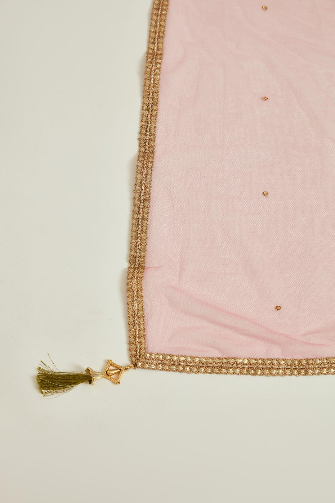 Neerus Beige georgette mirror work gown with net dupatta - detail view 2
