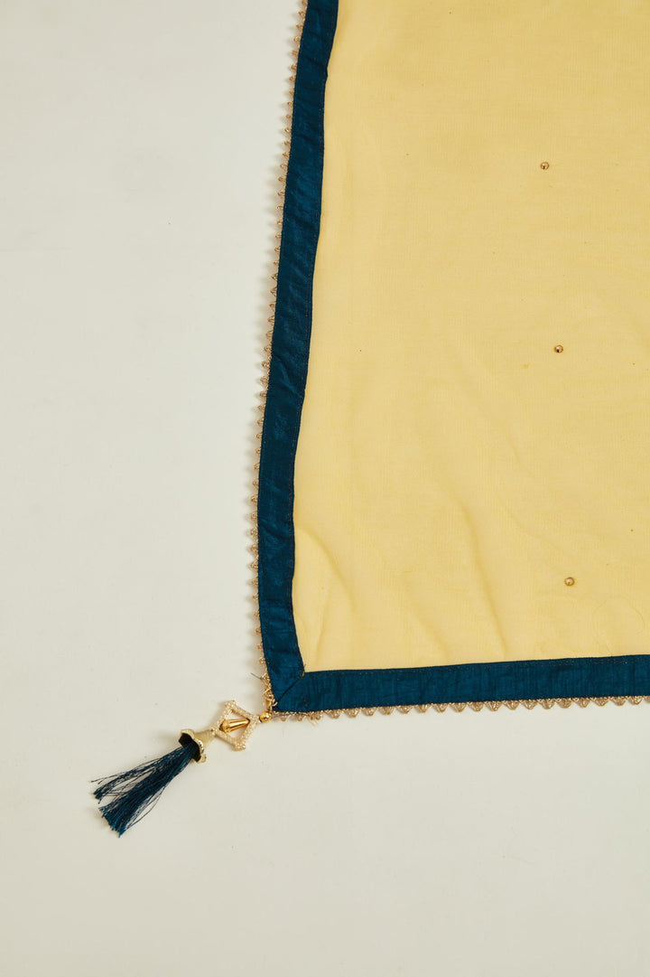 Neerus Blue georgette mirror work tiered gown - detail view 2