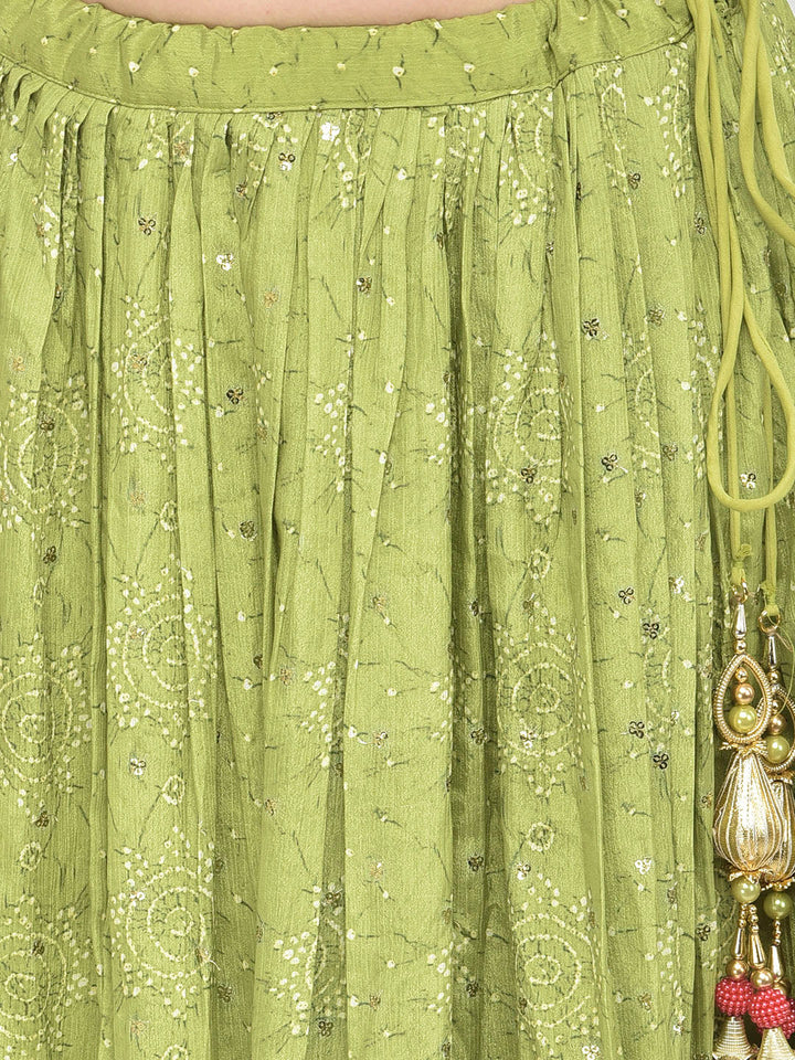 Neerus Green silk embellished lehenga set - detail view 2