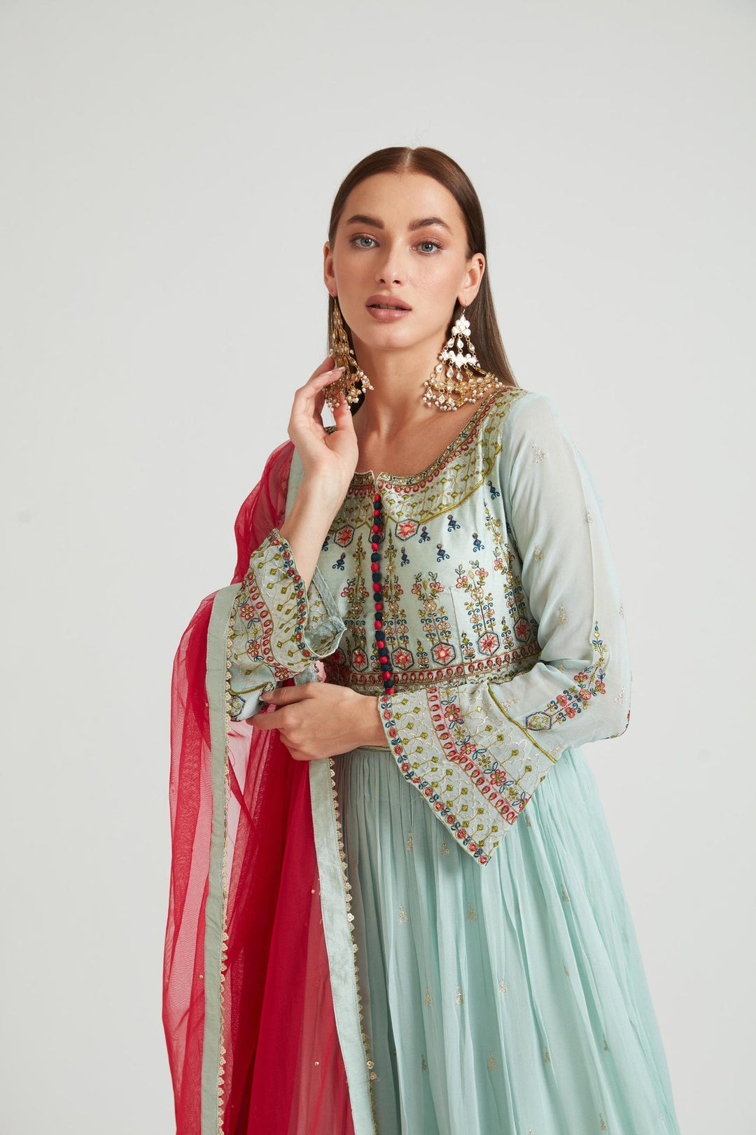 Neerus Green Georgette Kurta Set - detail view 5