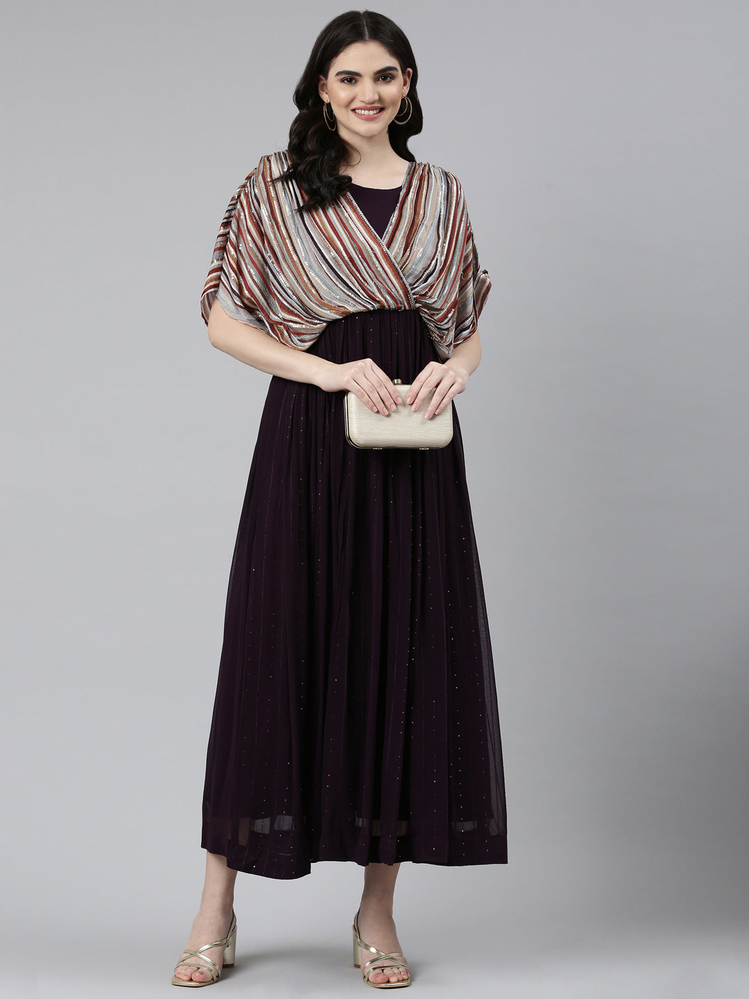 Neerus Purple solid straight dress - detail view 2
