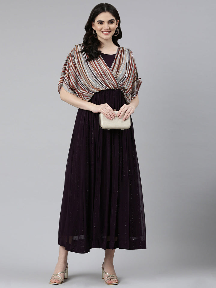 Neerus Purple solid straight dress - detail view 2