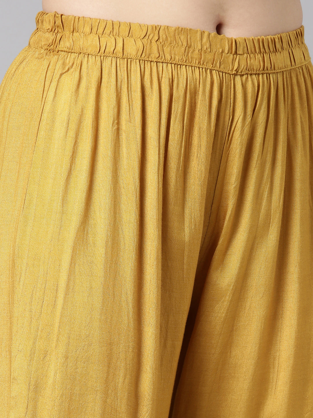 Neerus Yellow floral printed straight kurta set with dupatta - detail view 3