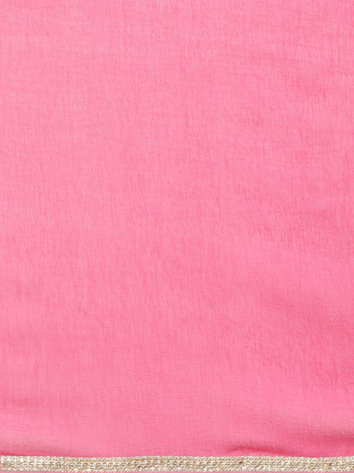 Neerus Pink printed floral straight suit set - detail view 4