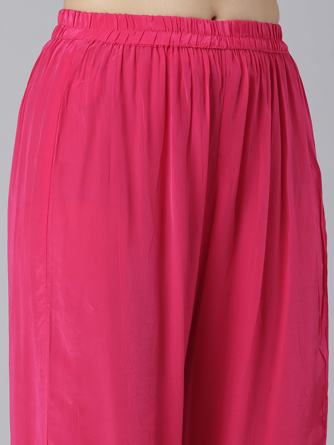 Neerus Pink solid straight kurta set with trouser - detail view 3