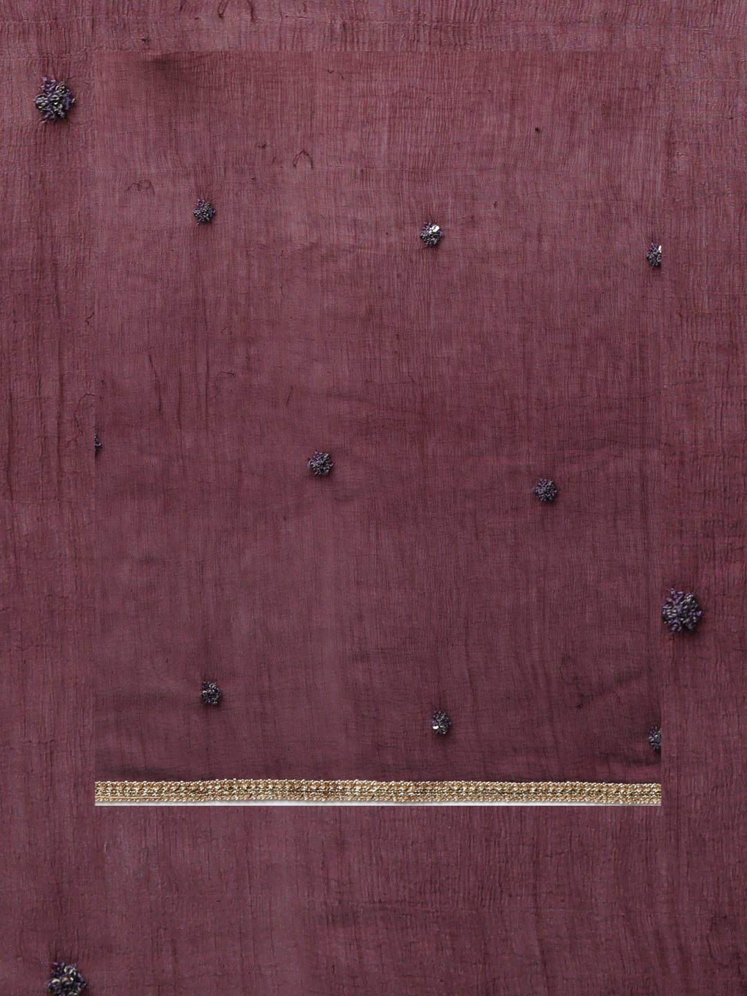 Neerus Purple chiffon solid straight suit set - detail view 4