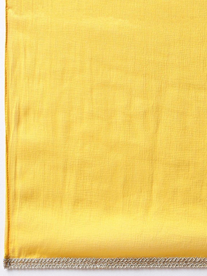 Neerus Yellow printed floral flared dress - detail view 3