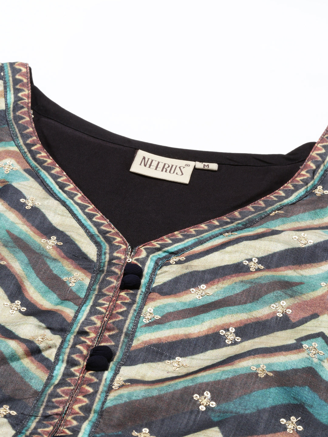 Neerus Multi silk printed kurti - detail view 6