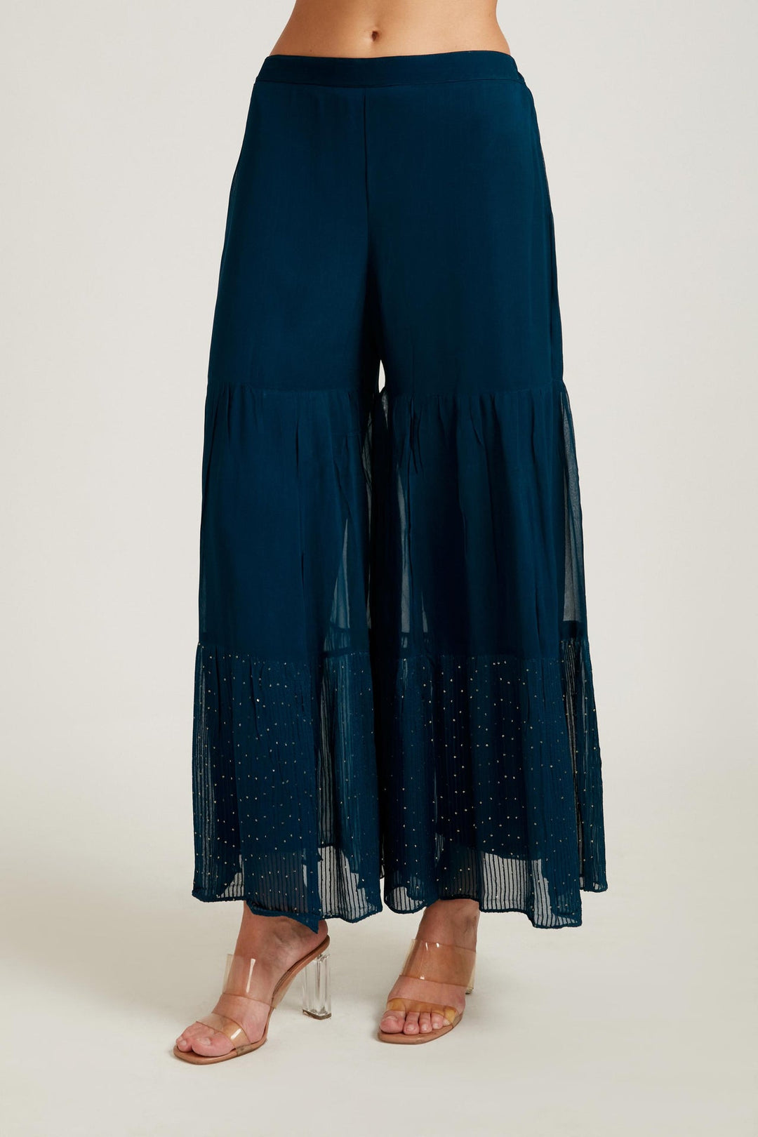 Neerus Blue georgette embroidered suit set - detail view 3