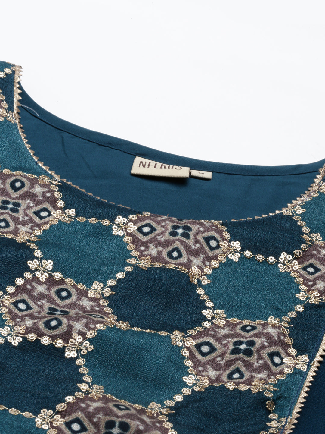 Neerus Green georgette solid kurti - detail view 6