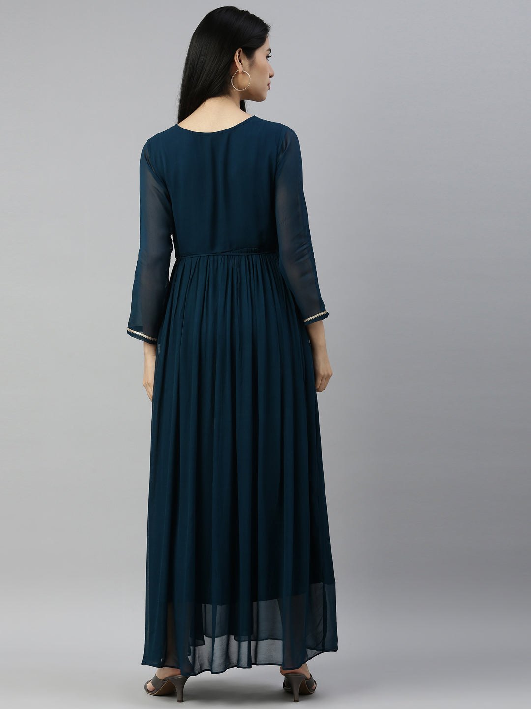 Neerus Green georgette solid kurti - detail view 1