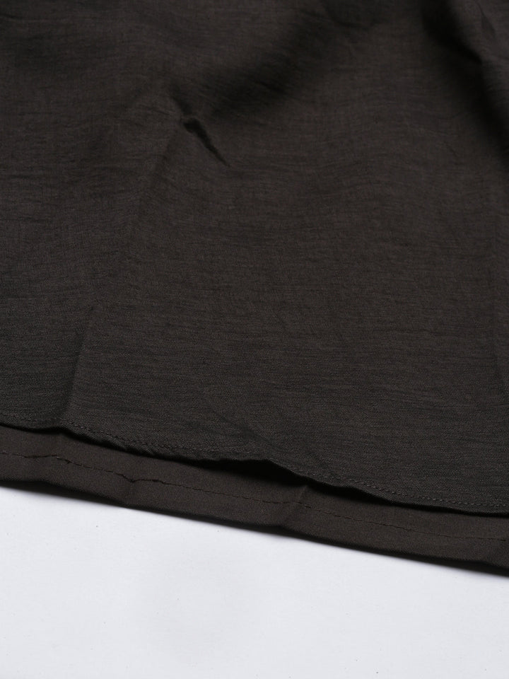 Neerus Black silk kurta for women - detail view 6