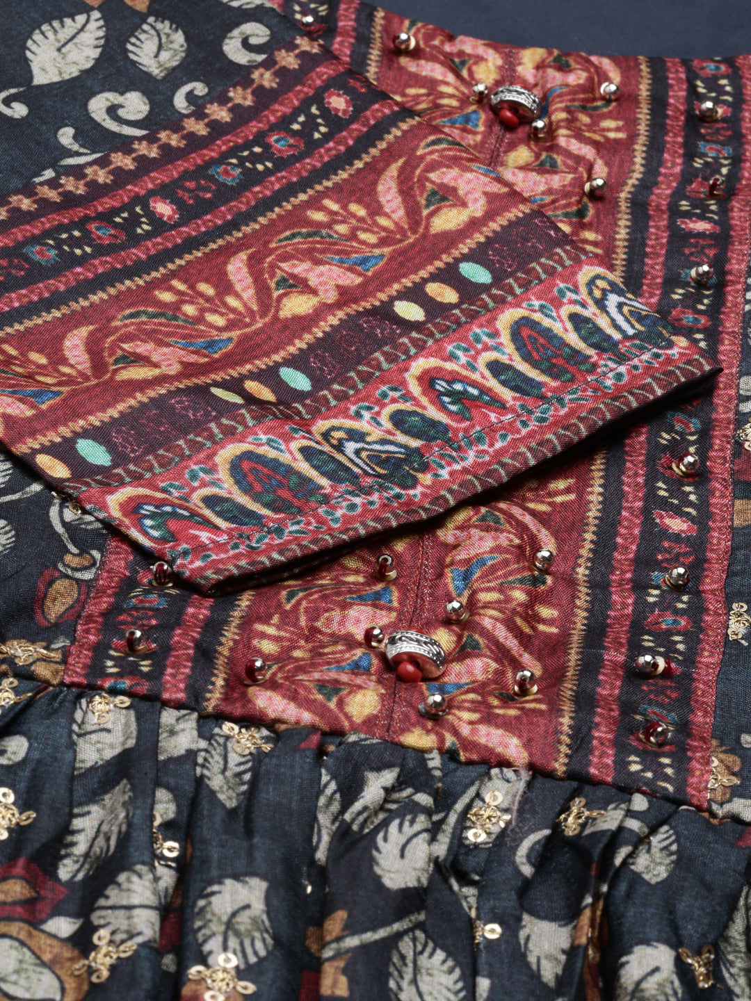 Neerus Grey modal printed kurti - detail view 4