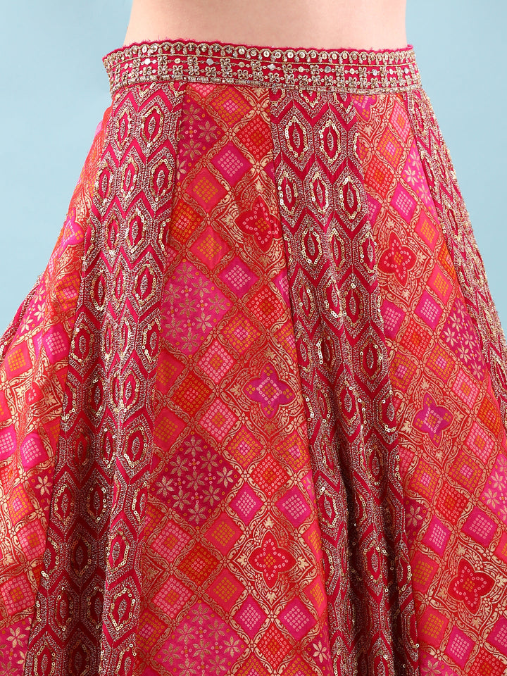 Neerus Pink Banarasi embroidered lehenga set - detail view 3