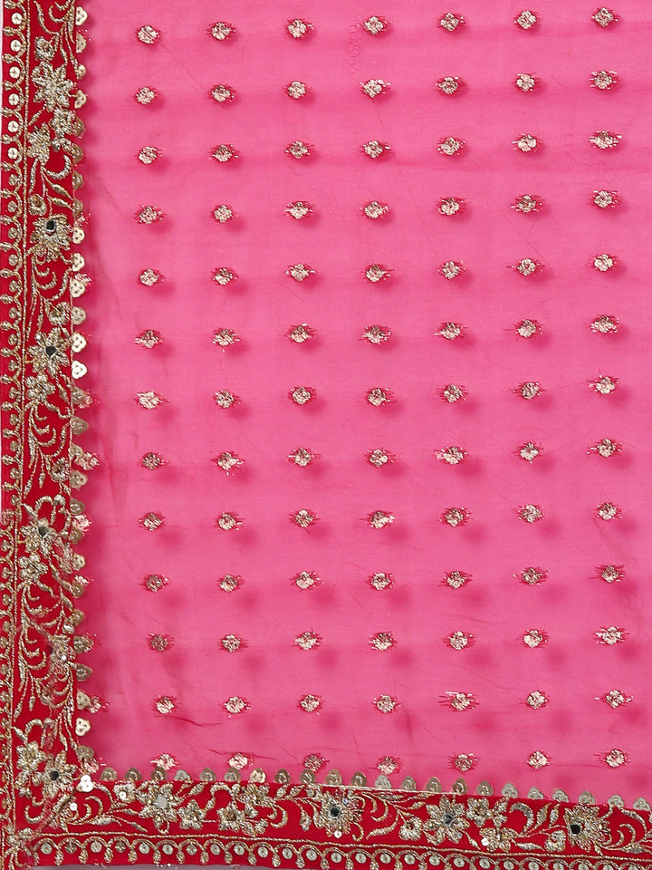 Neerus Pink Banarasi embroidered lehenga set - detail view 4