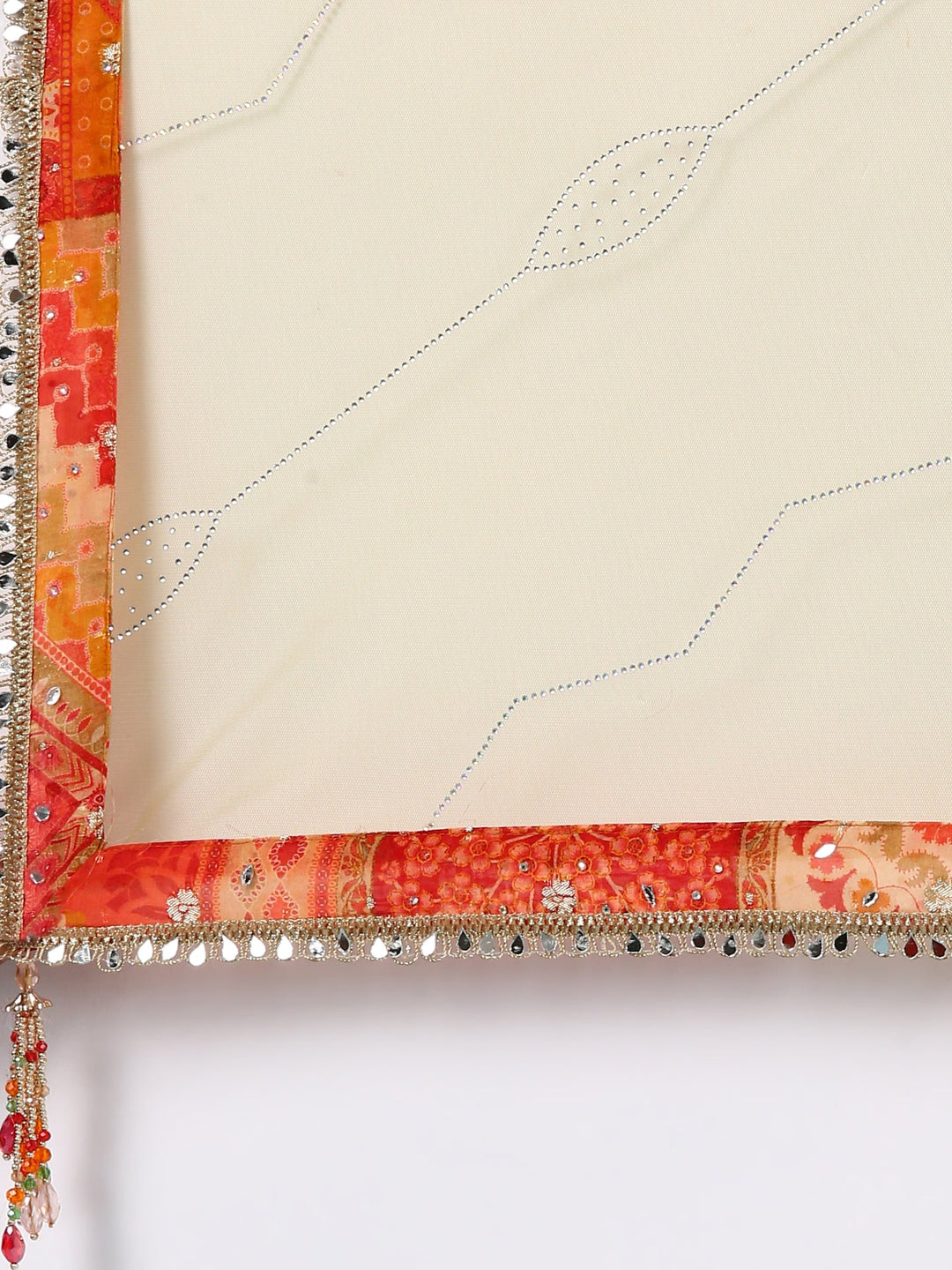 Neerus Orange Chinon hand embroidered ghagra lehenga set - detail view 4