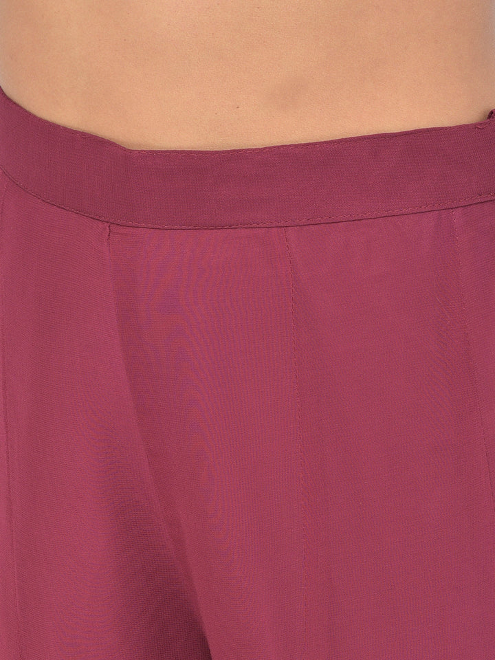 Neerus Maroon georgette embellished kurta set - detail view 14