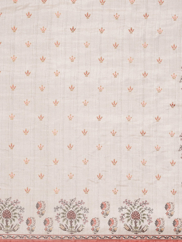 Neerus Grey georgette printed saree - side view