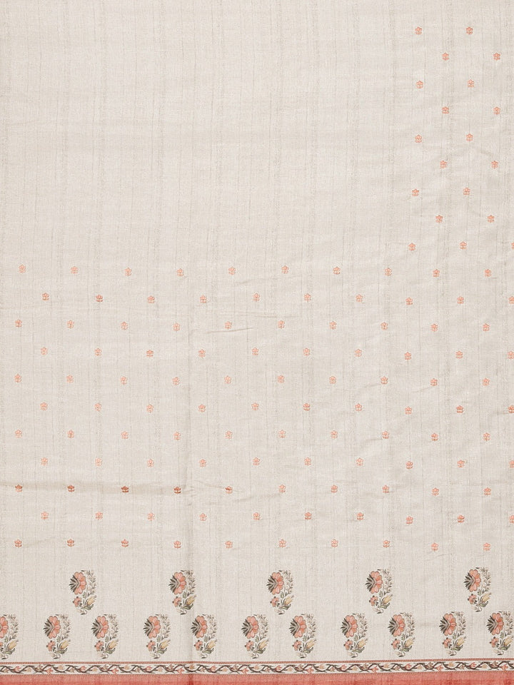 Neerus Grey georgette printed saree - side view