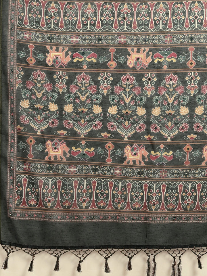 Neerus Multi silk printed saree - detail view 1