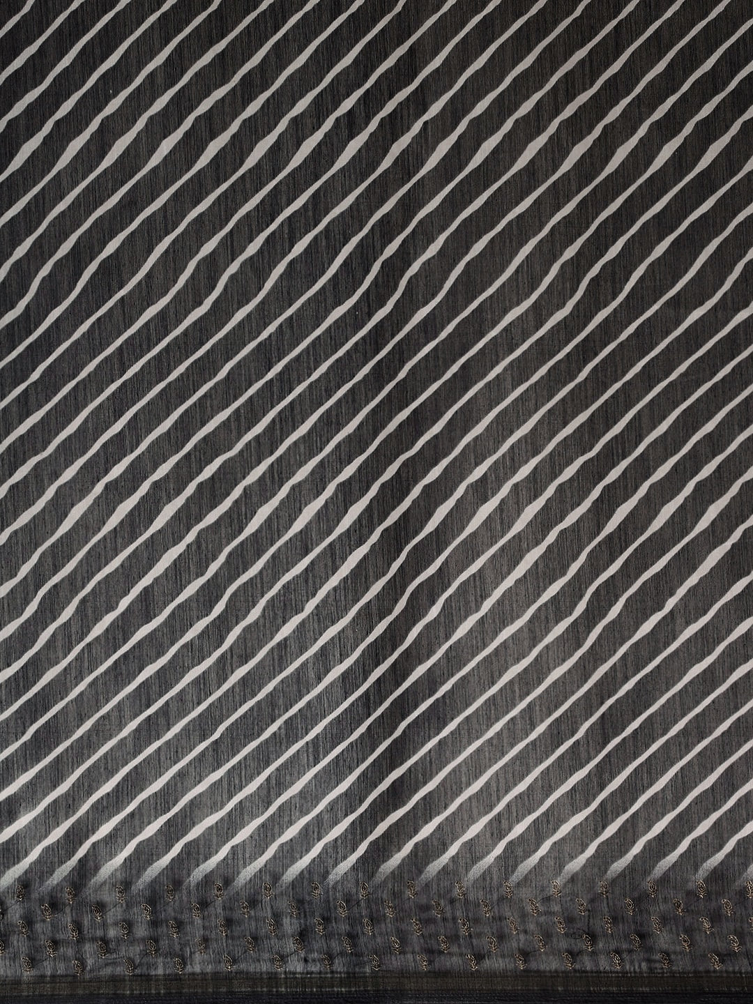 Neerus Black raw silk woven saree - side view